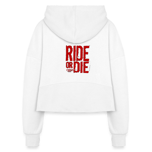 Women's Ride Or Die Half Zip Cropped Hoodie - white