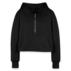 Women's Ride Or Die Half Zip Cropped Hoodie - black