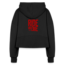 Women's Ride Or Die Half Zip Cropped Hoodie - black