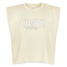 Women's Muscle Tank White Chaos Logo - faded cream