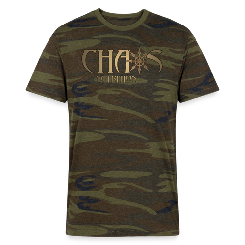 OG Chaos Logo Gold Camo T-Shirt - green camo