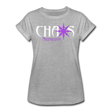 Chaos Nutrition - Premium Women's S/S Tee With Purple & White Logo - heather gray