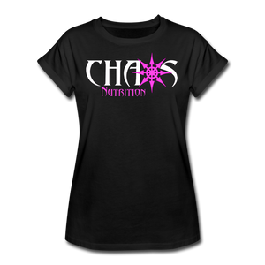 Chaos Nutrition Premium Women's S/S Tee With Pink & White Logo - black