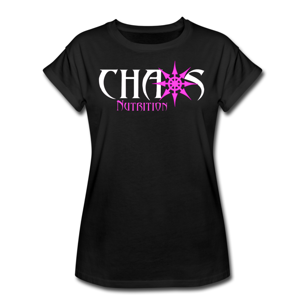 Chaos Nutrition Premium Women's S/S Tee With Pink & White Logo - black