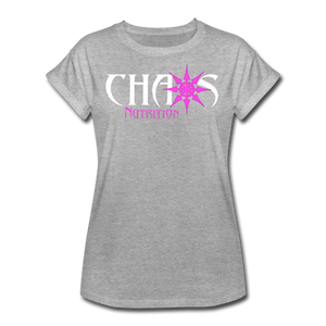 Chaos Nutrition Premium Women's S/S Tee With Pink & White Logo - heather gray