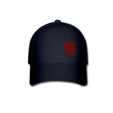 CHAOS FIT WEAR - RIDE OR DIE FLEX FIT HAT - BLACK WITH RED LOGO - navy