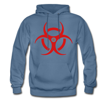 RIDE OR DIE, BLACK HOODIE WITH RED LETTERING - denim blue