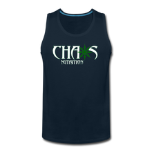 CHAOS NUTRITION, Black Tank Top with Green - White Lettering - deep navy