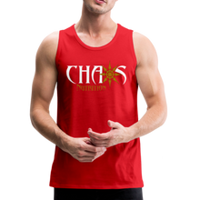 CHAOS NUTRITION, Black Tank Top with Gold- White Lettering - red