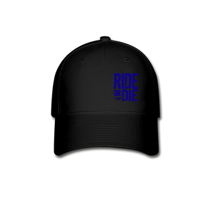 RIDE OR DIE FLEX FIT HAT - BLACK WITH BLUE LOGO - black