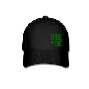 RIDE OR DIE FLEX FIT HAT - BLACK WITH GREEN LOGO - black