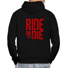 OG CHAOS + RIDE OR DIE, BLACK HOODIE WITH RED LETTERING - black