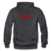 OG CHAOS + RIDE OR DIE, BLACK HOODIE WITH RED LETTERING - charcoal grey