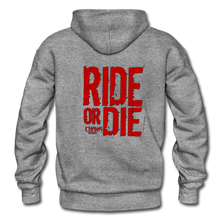 OG CHAOS + RIDE OR DIE, BLACK HOODIE WITH RED LETTERING - graphite heather