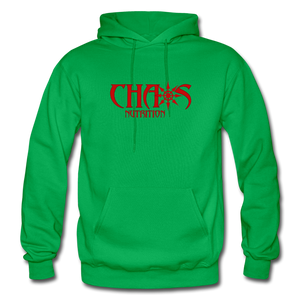 OG CHAOS + RIDE OR DIE, BLACK HOODIE WITH RED LETTERING - kelly green