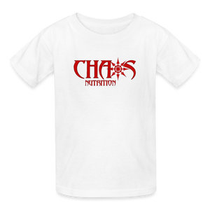 OG Chaos Nutrition Youth Tagless T-Shirt Red Logo - white