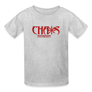 OG Chaos Nutrition Youth Tagless T-Shirt Red Logo - heather gray