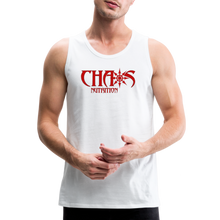 CHAOS NUTRITION, Black Tank Top with Red Lettering - white