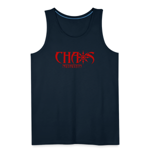 CHAOS NUTRITION, Black Tank Top with Red Lettering - deep navy