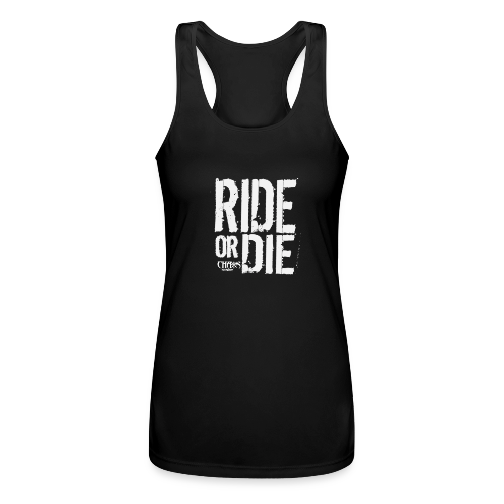 Ride Or Die Racerback Tank Top White Lettering - black