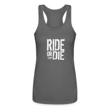 Ride Or Die Racerback Tank Top White Lettering - charcoal