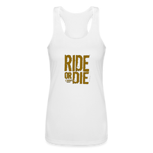 Ride Or Die Racerback Tank Top Gold Lettering - white