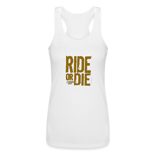 Ride Or Die Racerback Tank Top Gold Lettering - white