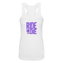 Ride Or Die Racerback Tank Top Purple Lettering - white