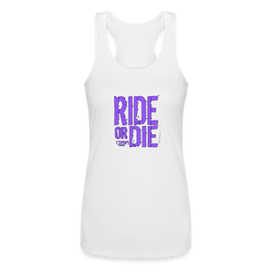 Ride Or Die Racerback Tank Top Purple Lettering - white