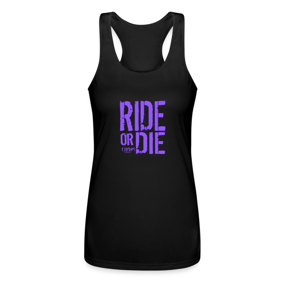 Ride Or Die Racerback Tank Top Purple Lettering - black