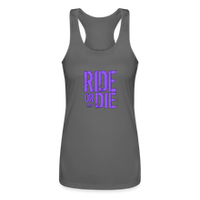 Ride Or Die Racerback Tank Top Purple Lettering - charcoal