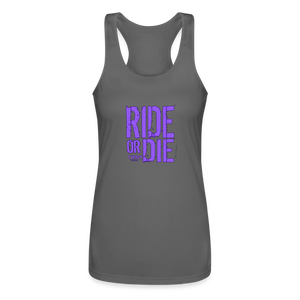 Ride Or Die Racerback Tank Top Purple Lettering - charcoal