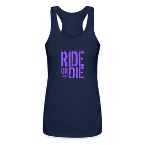 Ride Or Die Racerback Tank Top Purple Lettering - navy