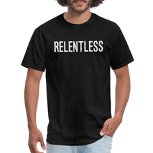 RELENTLESS T-SHIRT with WHITE LETTERING - black