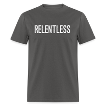 RELENTLESS T-SHIRT with WHITE LETTERING - charcoal