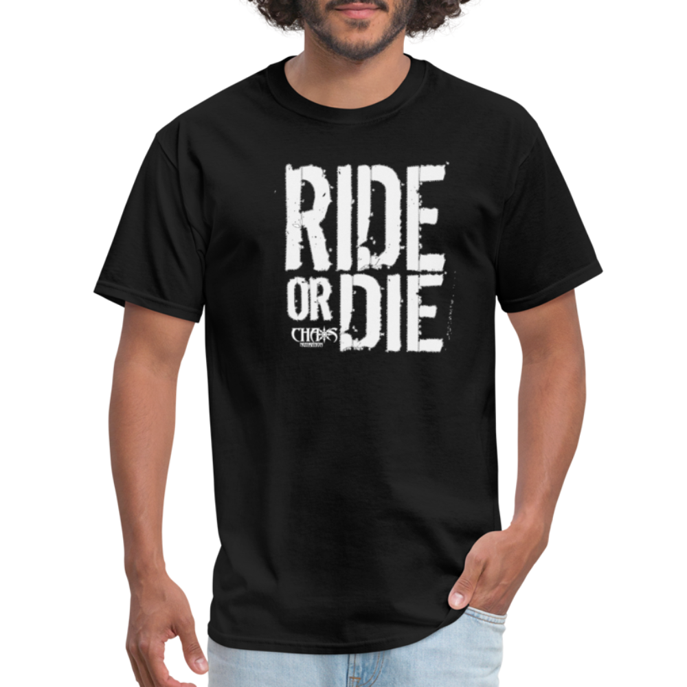 RIDE OR DIE - T-SHIRT with WHITE LOGO - black