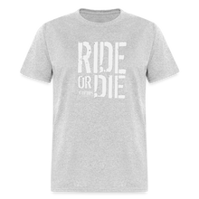 RIDE OR DIE - T-SHIRT with WHITE LOGO - heather gray