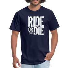 RIDE OR DIE - T-SHIRT with WHITE LOGO - navy