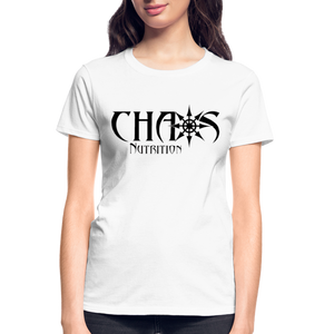 OG Chaos Nutrition Logo Women's T-Shirt with Black Lettering - white